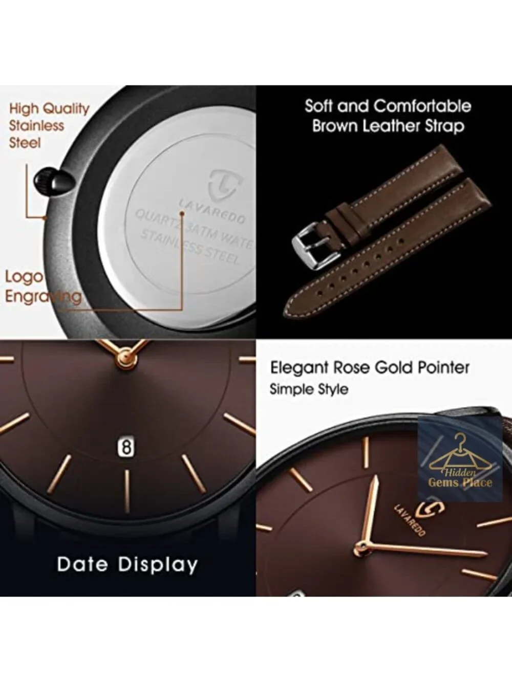 Men's Ultra-Thin Minimalist Leather Analog Date Watch